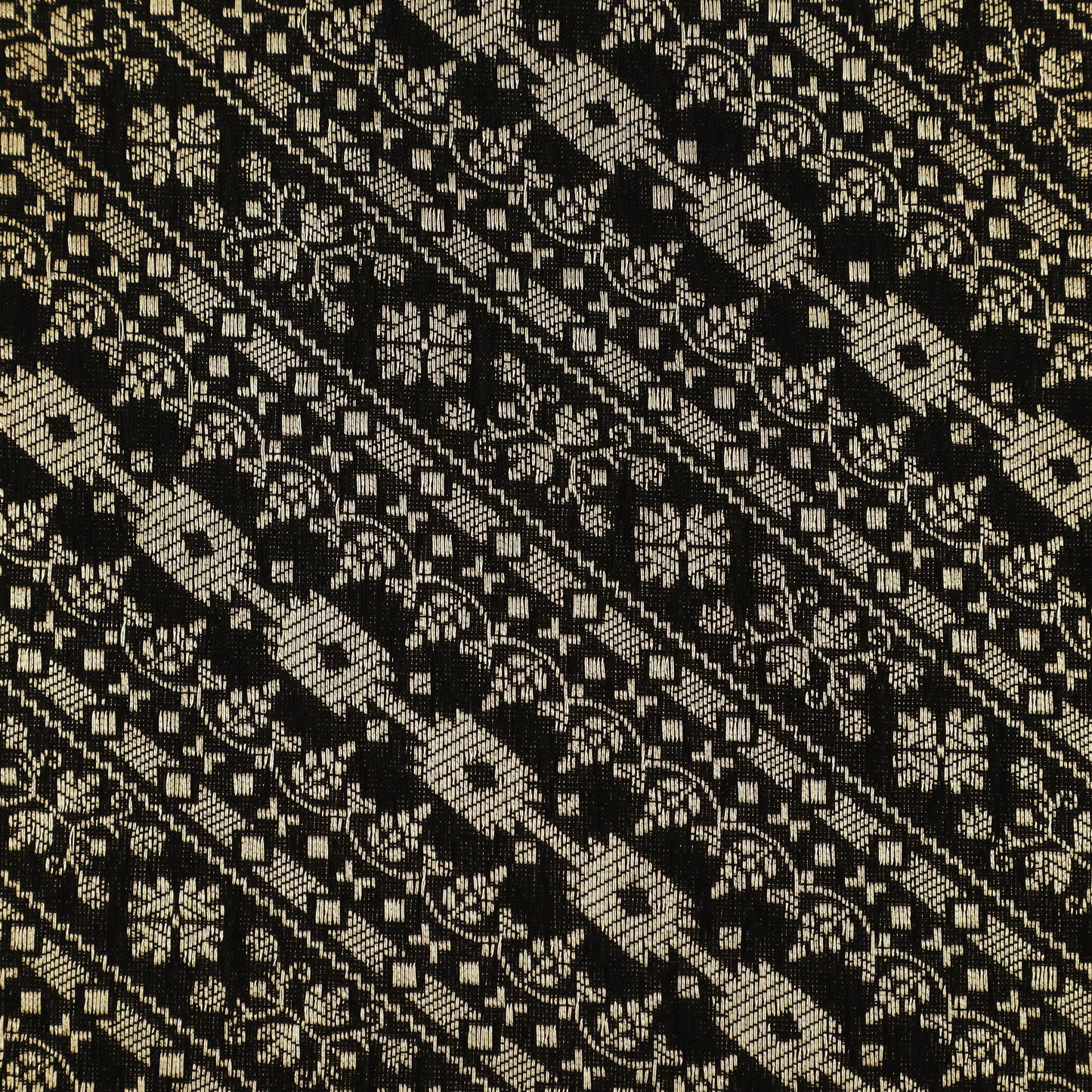 Black Color Pauri Brocade Fabric