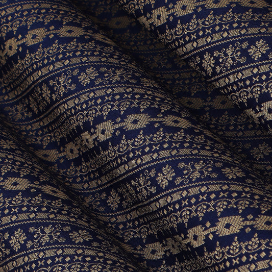 Blue Color Pauri Brocade Fabric