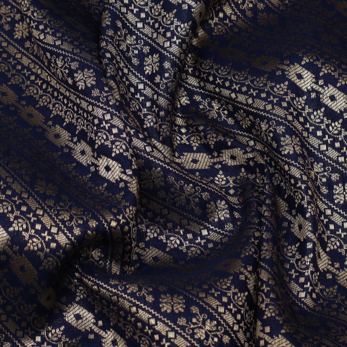 Blue Color Pauri Brocade Fabric