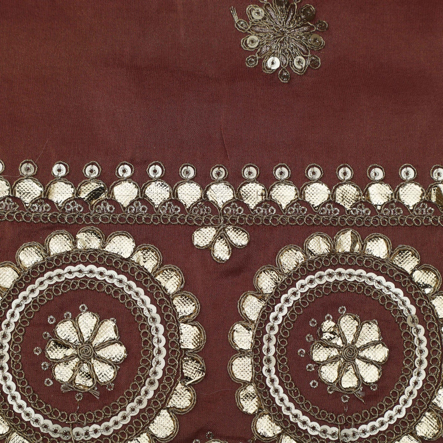 Gajri Color Tissue Embroidery Fabric