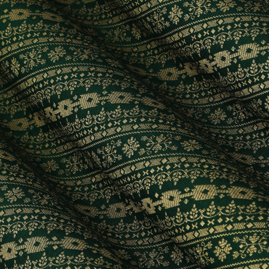 Bottle Green Color Pauri Brocade Fabric