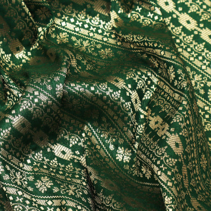 Bottle Green Color Pauri Brocade Fabric