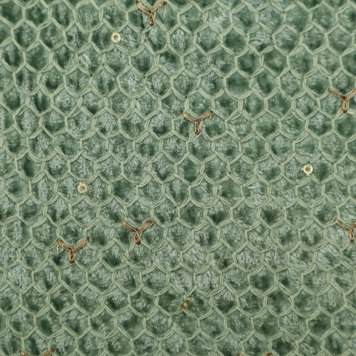 Pista Green Color Velvet Embroidery Fabric