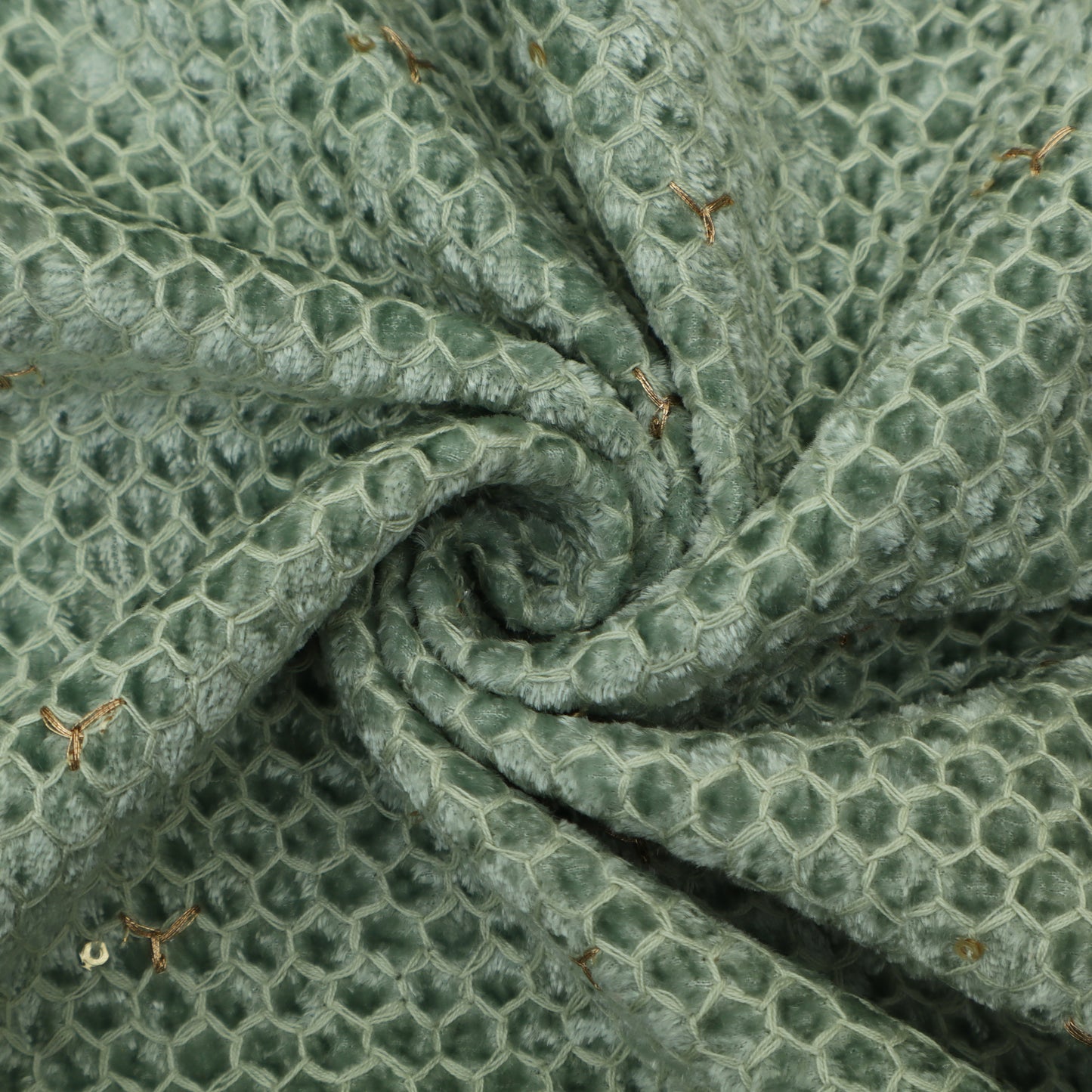 Pista Green Color Velvet Embroidery Fabric