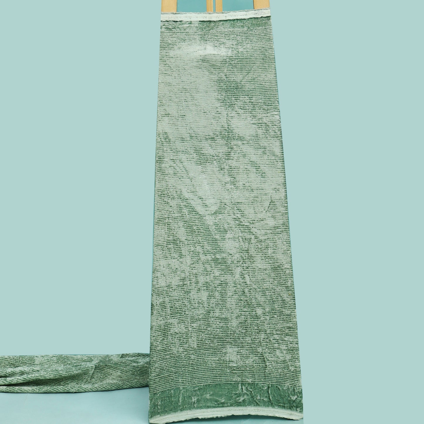 Pista Green Color Velvet Embroidery Fabric