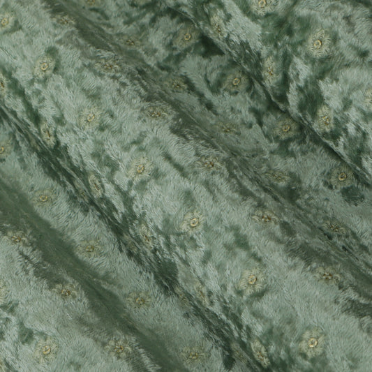 Pista Green Color Velvet Embroidery Fabric