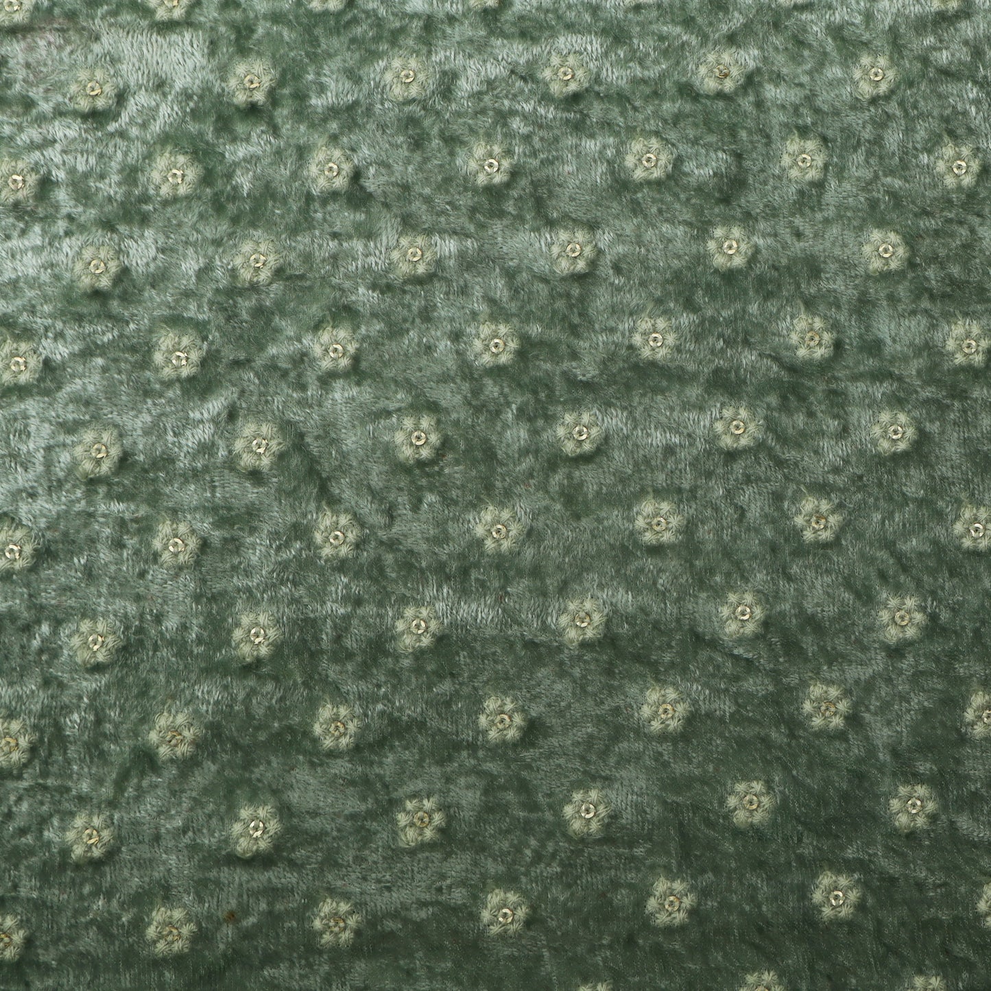 Pista Green Color Velvet Embroidery Fabric