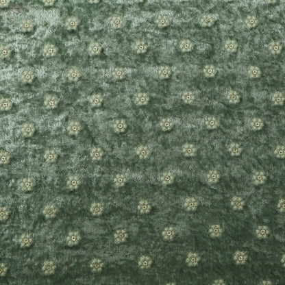 Pista Green Color Velvet Embroidery Fabric