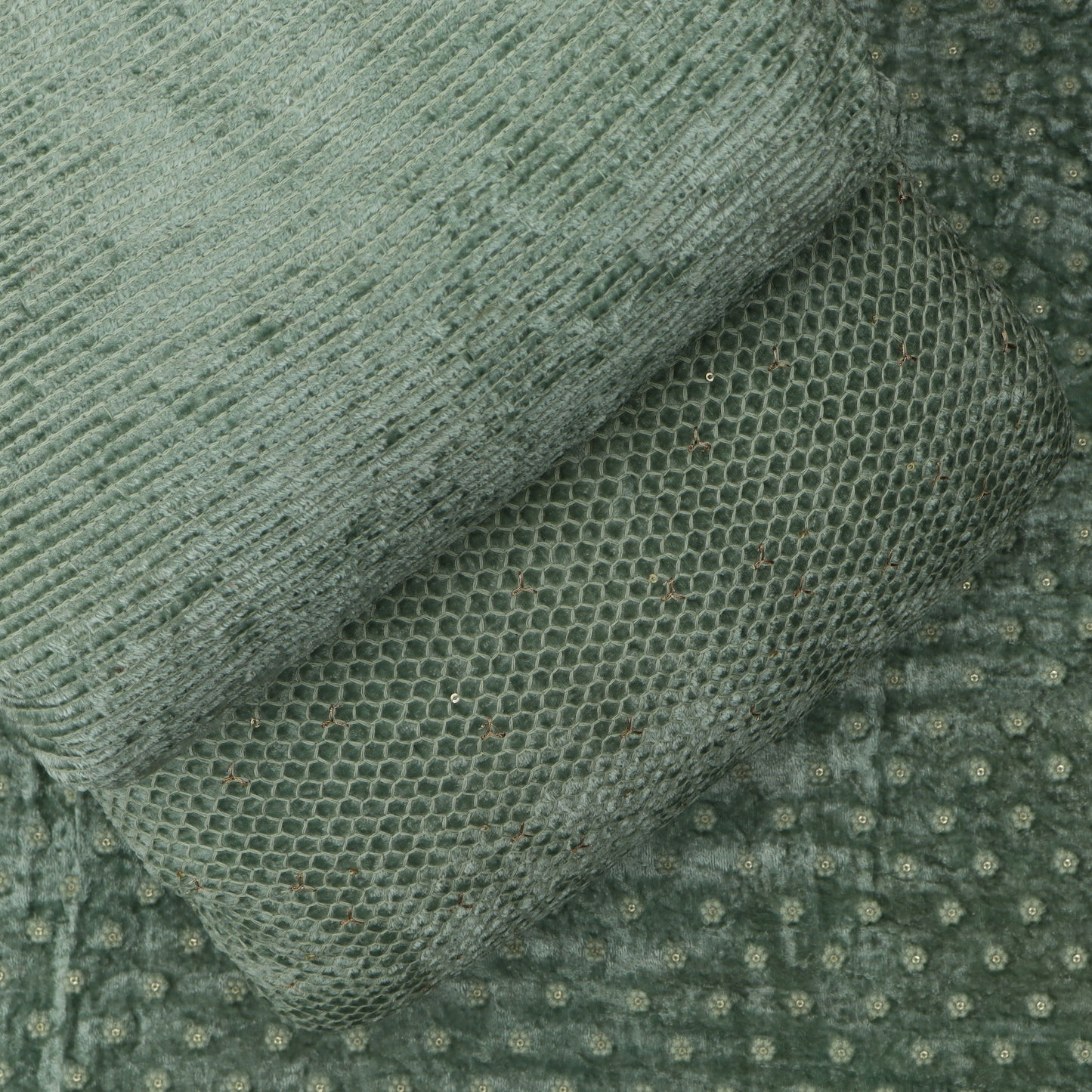 Pista Green Color Velvet Embroidery Fabric