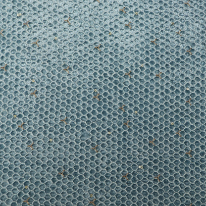Ocean Blue Color Velvet Embroidery Fabric