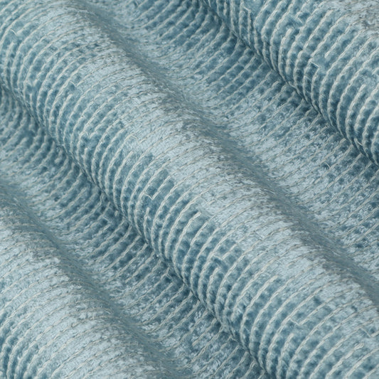 Ocean Blue Color Velvet Embroidery Fabric