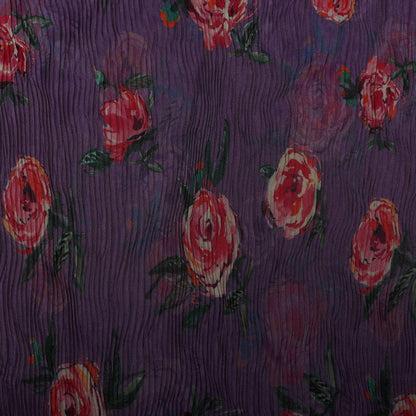 Purple color Crush Tissue Print Fabric