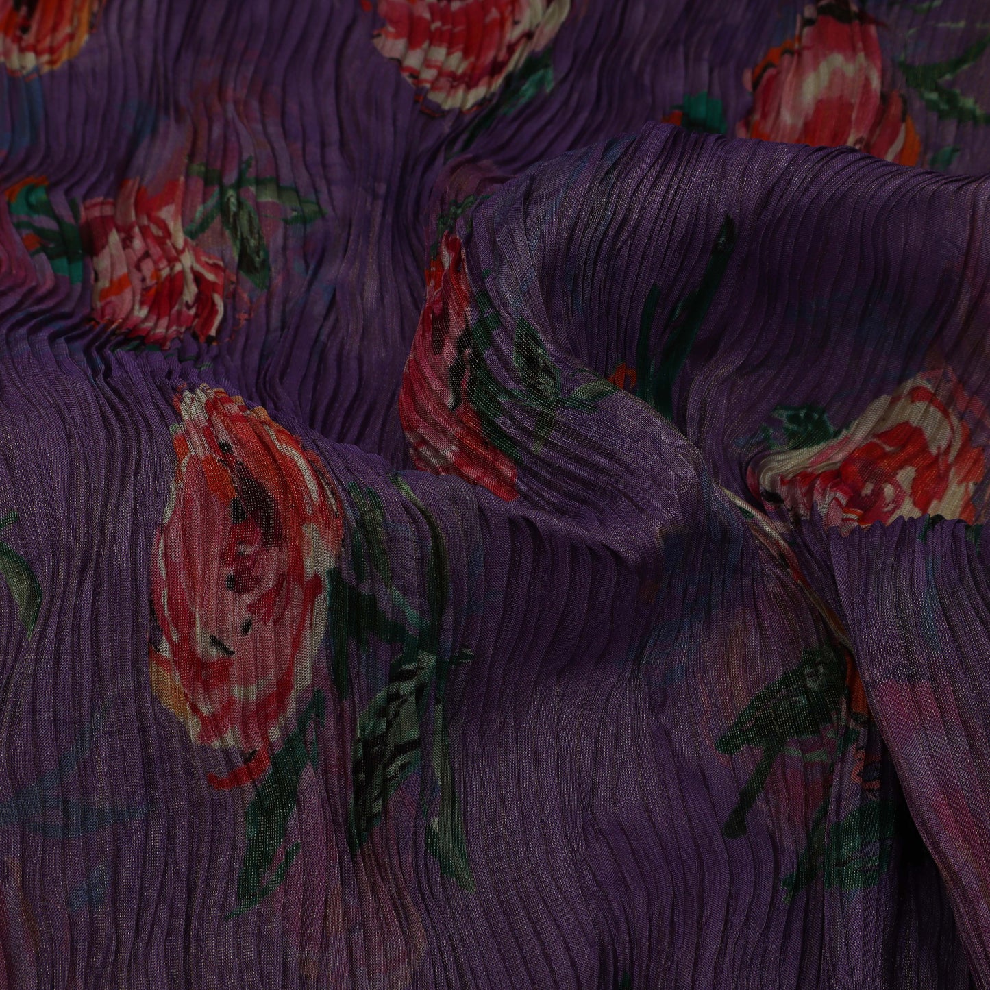 Purple color Crush Tissue Print Fabric