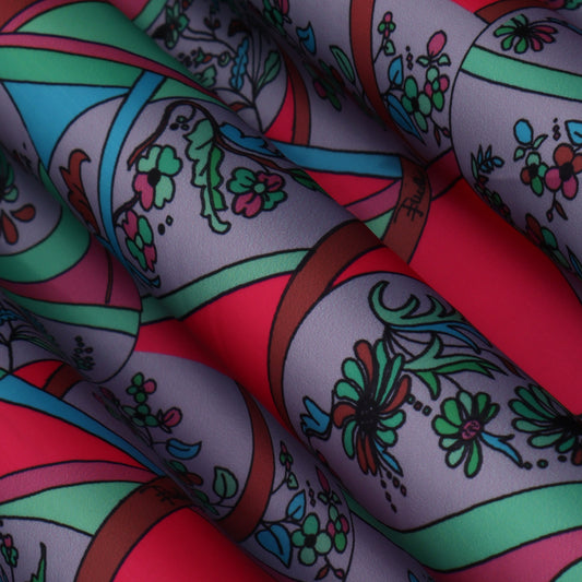 Multi Colored Armani Satin Print Fabric