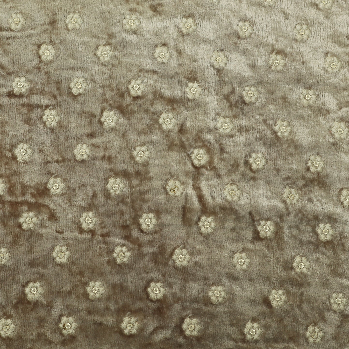 Grey Brown Color Velvet Embroidery Fabric