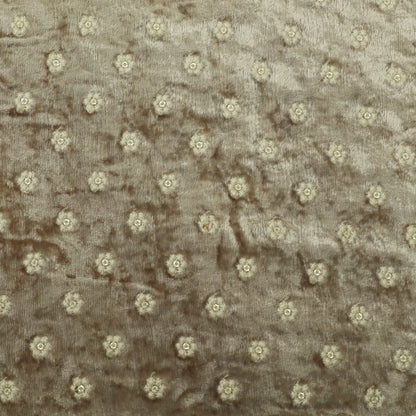 Grey Brown Color Velvet Embroidery Fabric