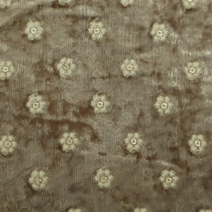 Grey Brown Color Velvet Embroidery Fabric