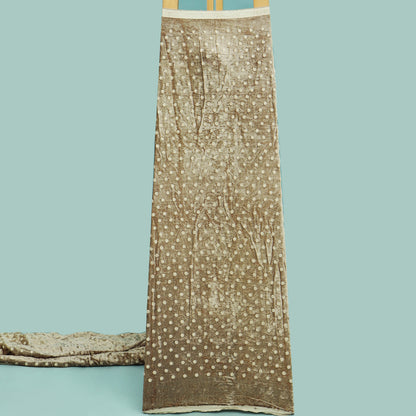 Grey Brown Color Velvet Embroidery Fabric