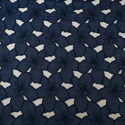 Denim Floral Cut Work Embroidery