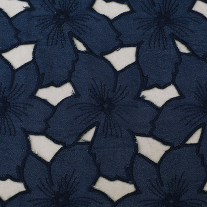 Denim Floral Cut Work Embroidery