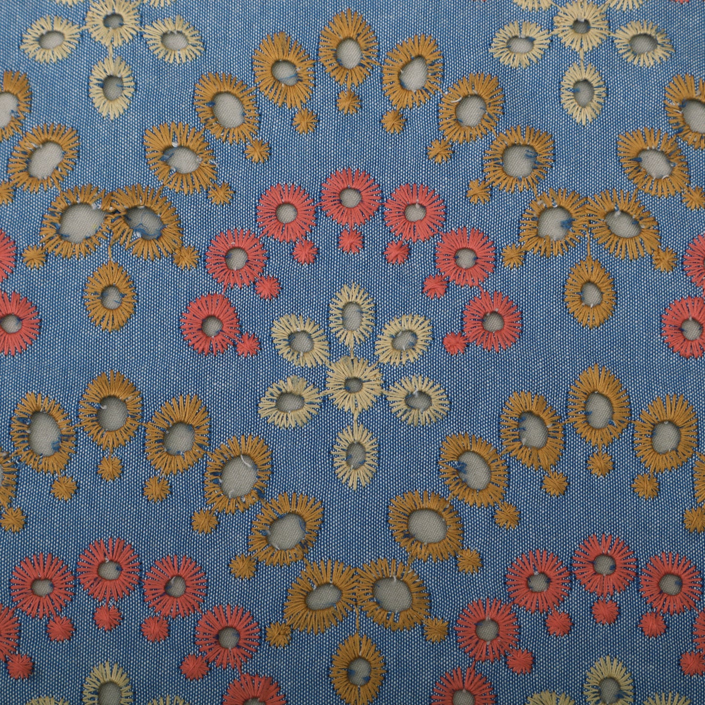 Denim Floral Cut Work Embroidery