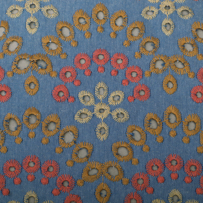 Denim Floral Cut Work Embroidery