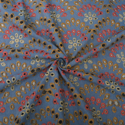 Denim Floral Cut Work Embroidery