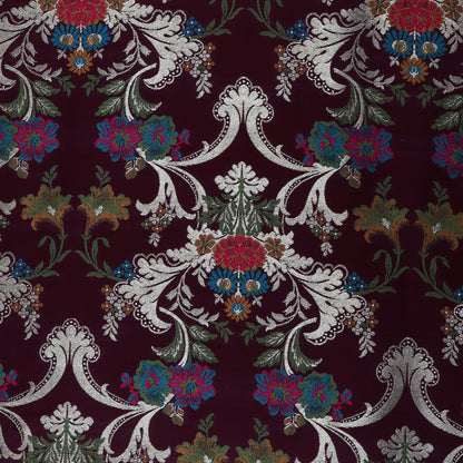 Wine Color Multi Kimkhab Fabric