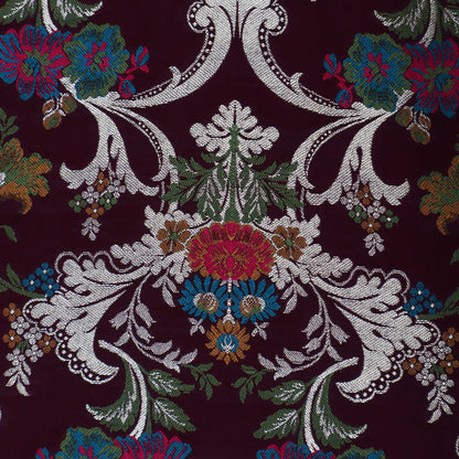 Wine Color Multi Kimkhab Fabric