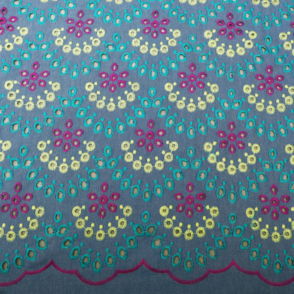 Denim Floral Cut Work Embroidery