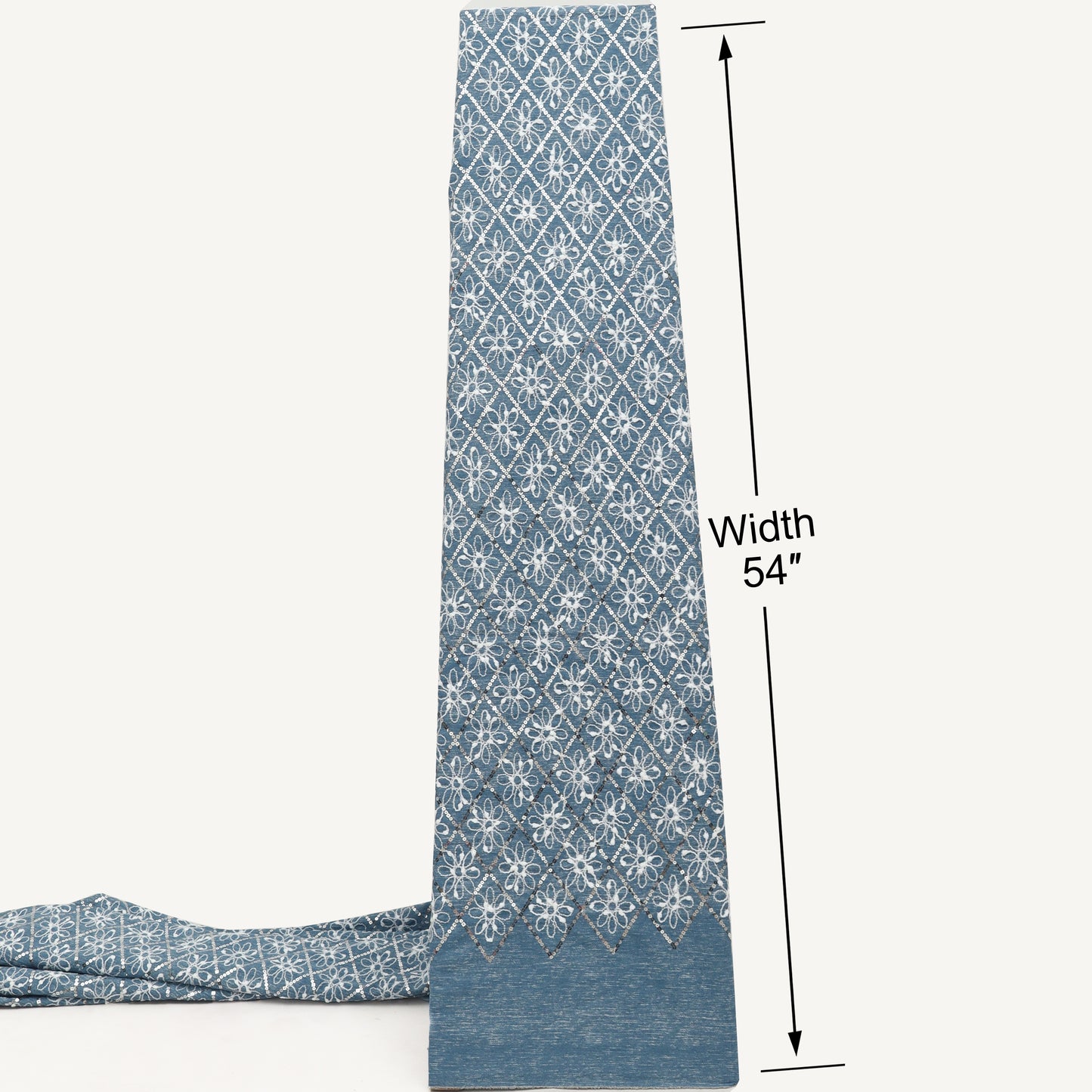 Floral Sequins Denim Embroidery