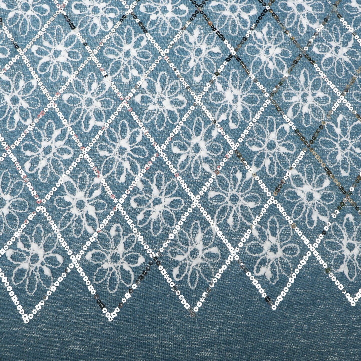 Floral Sequins Denim Embroidery