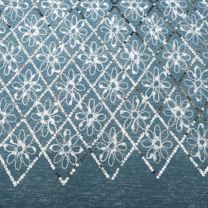 Floral Sequins Denim Embroidery