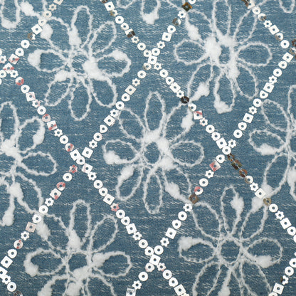 Floral Sequins Denim Embroidery