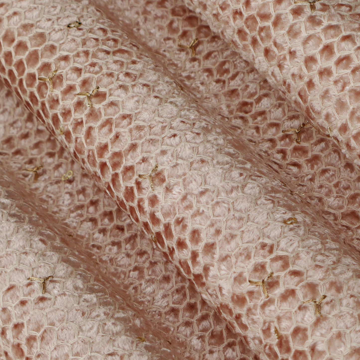 Brown Color Velvet Embroidery Fabric