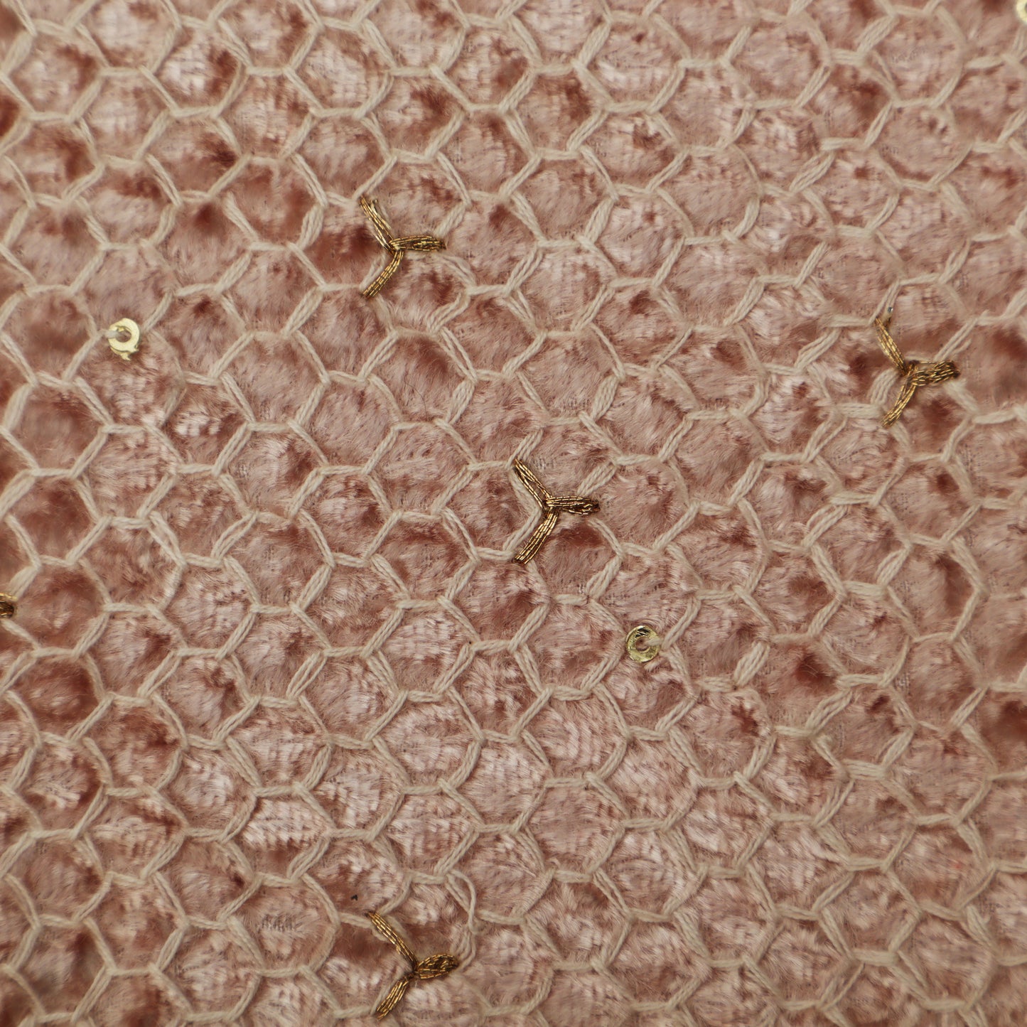 Brown Color Velvet Embroidery Fabric