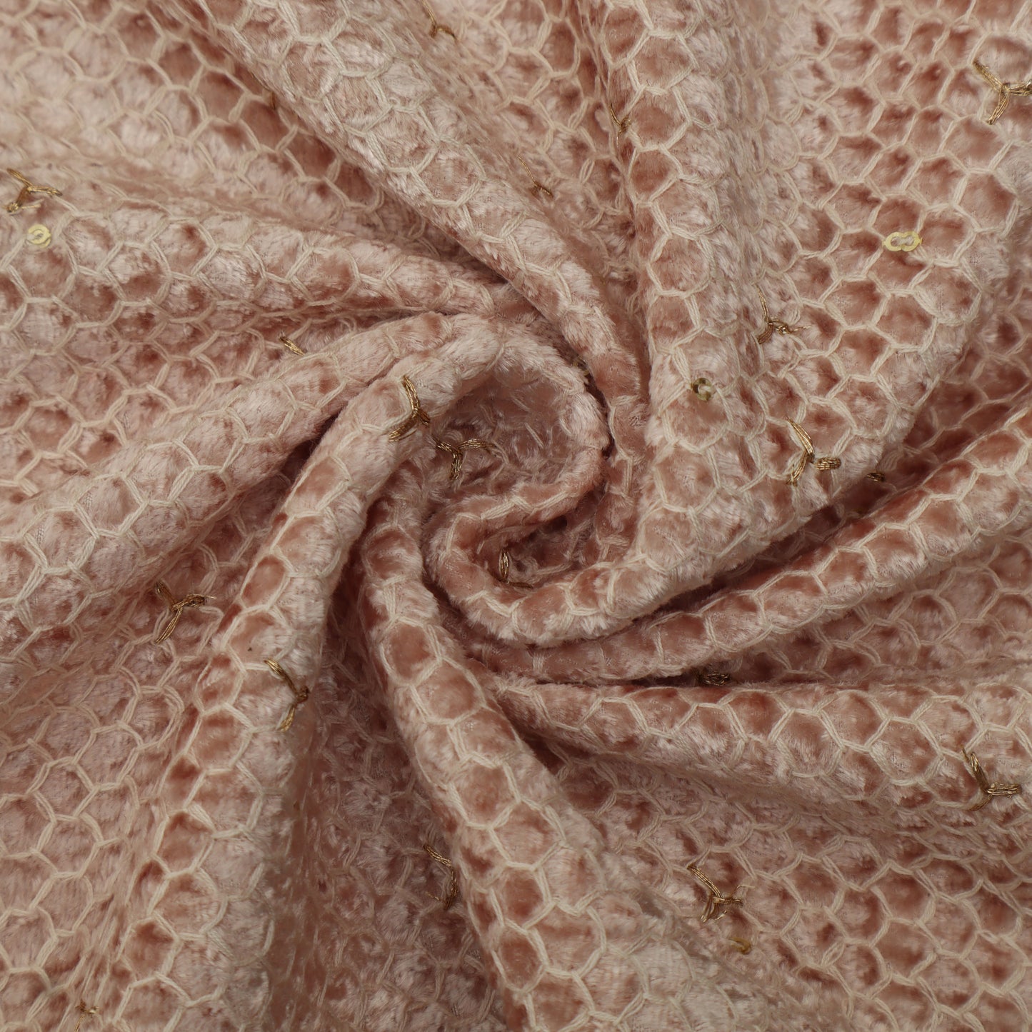 Brown Color Velvet Embroidery Fabric