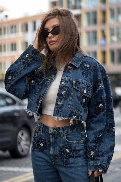 Floral Patch Work Denim Embroidery