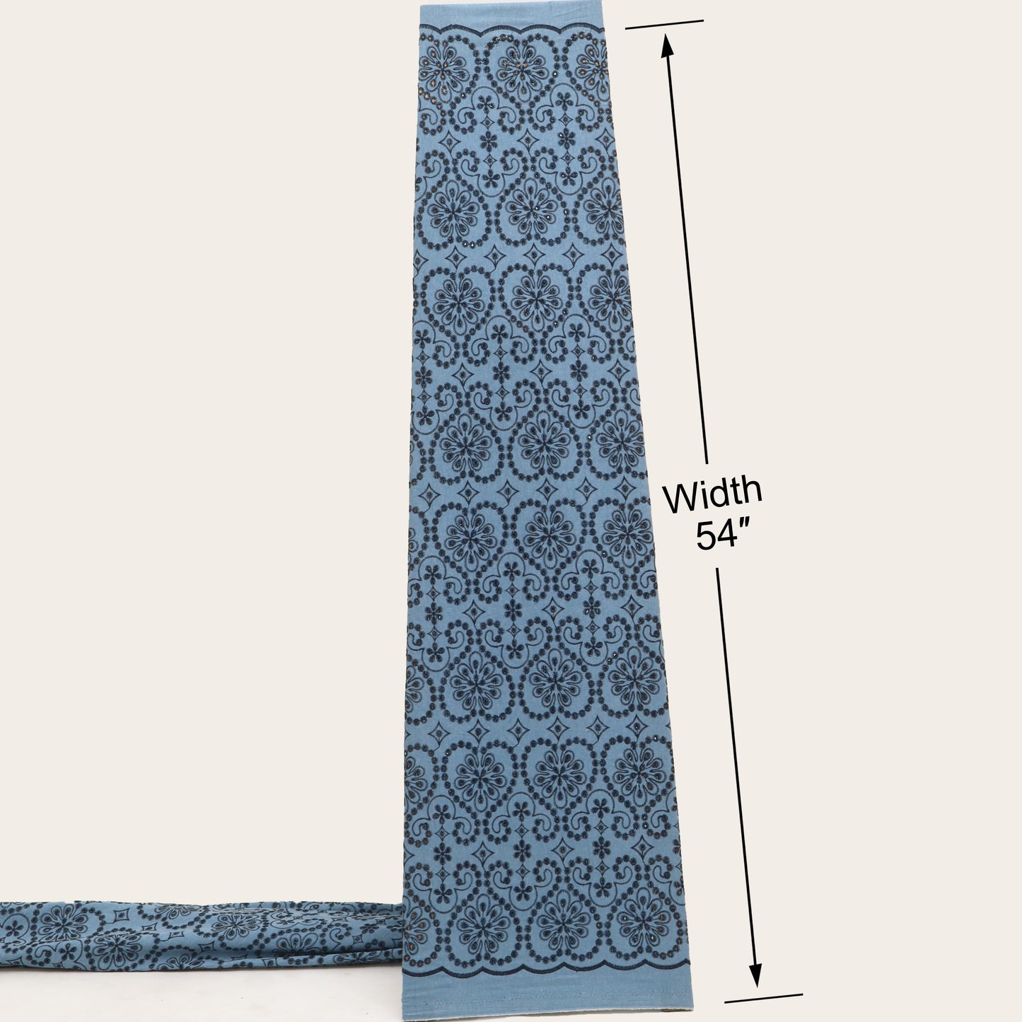 Floral Denim Embroidery Fabric