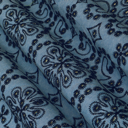 Floral Denim Embroidery Fabric