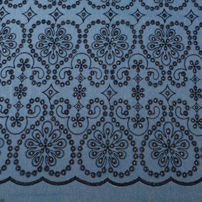 Floral Denim Embroidery Fabric