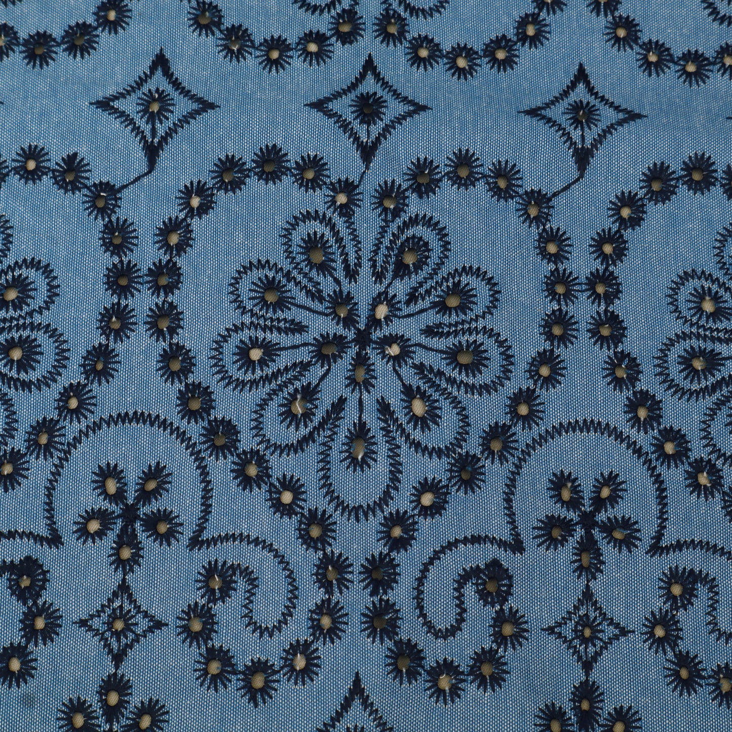 Floral Denim Embroidery Fabric