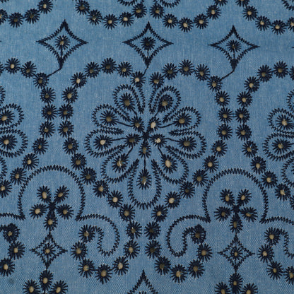 Floral Denim Embroidery Fabric