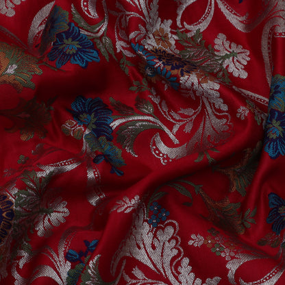 Red Color Multi Kimkhab Fabric