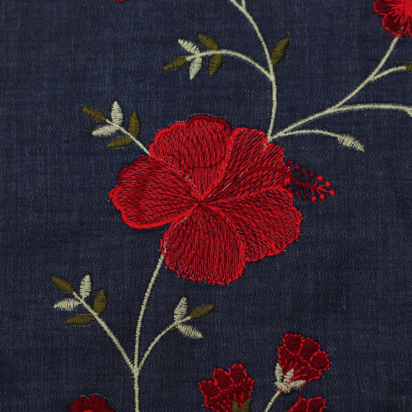 Blue Color Denim Embroidery Fabric