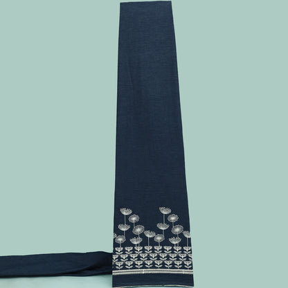 Blue Color Denim Embroidery Fabric