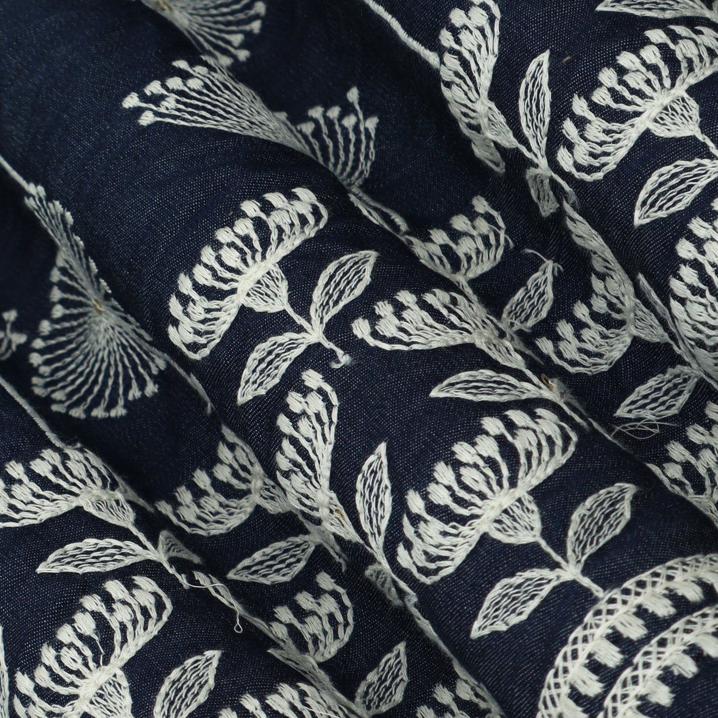 Blue Color Denim Embroidery Fabric