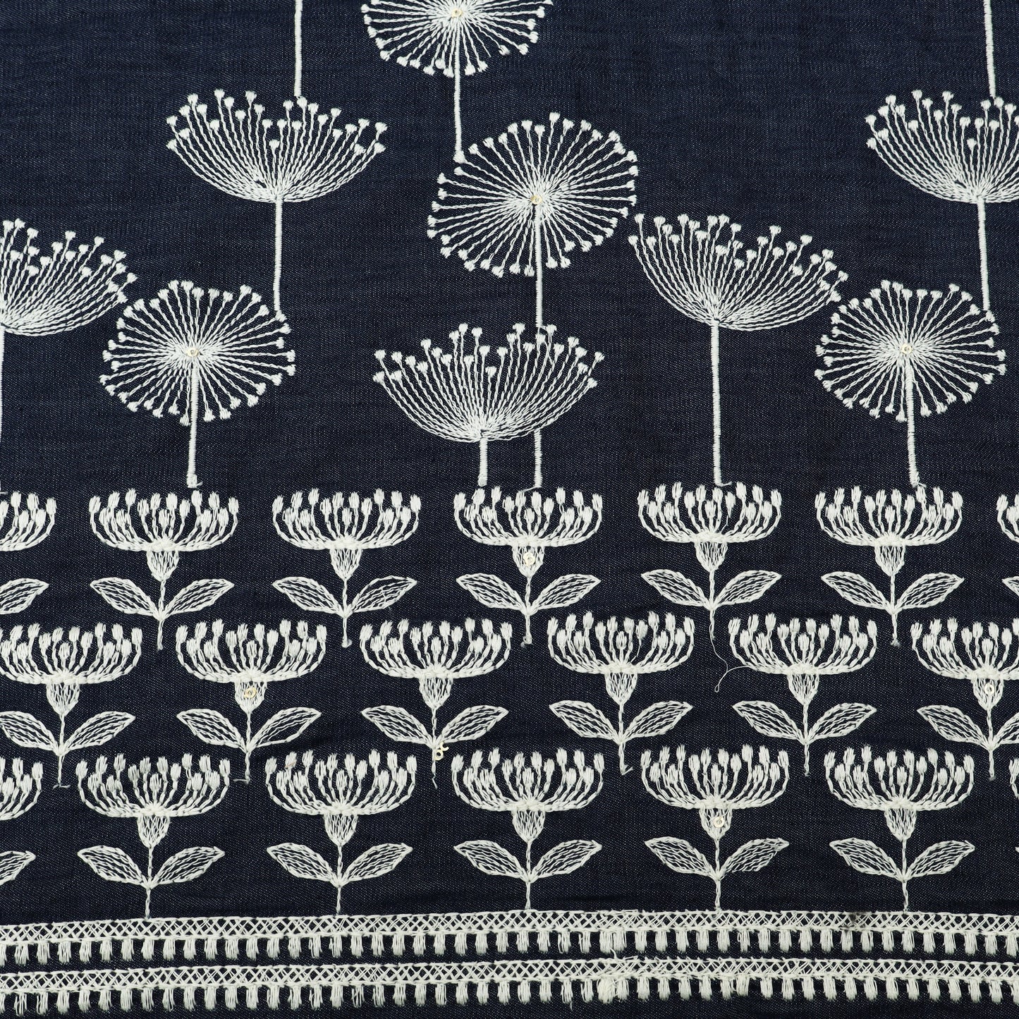 Blue Color Denim Embroidery Fabric