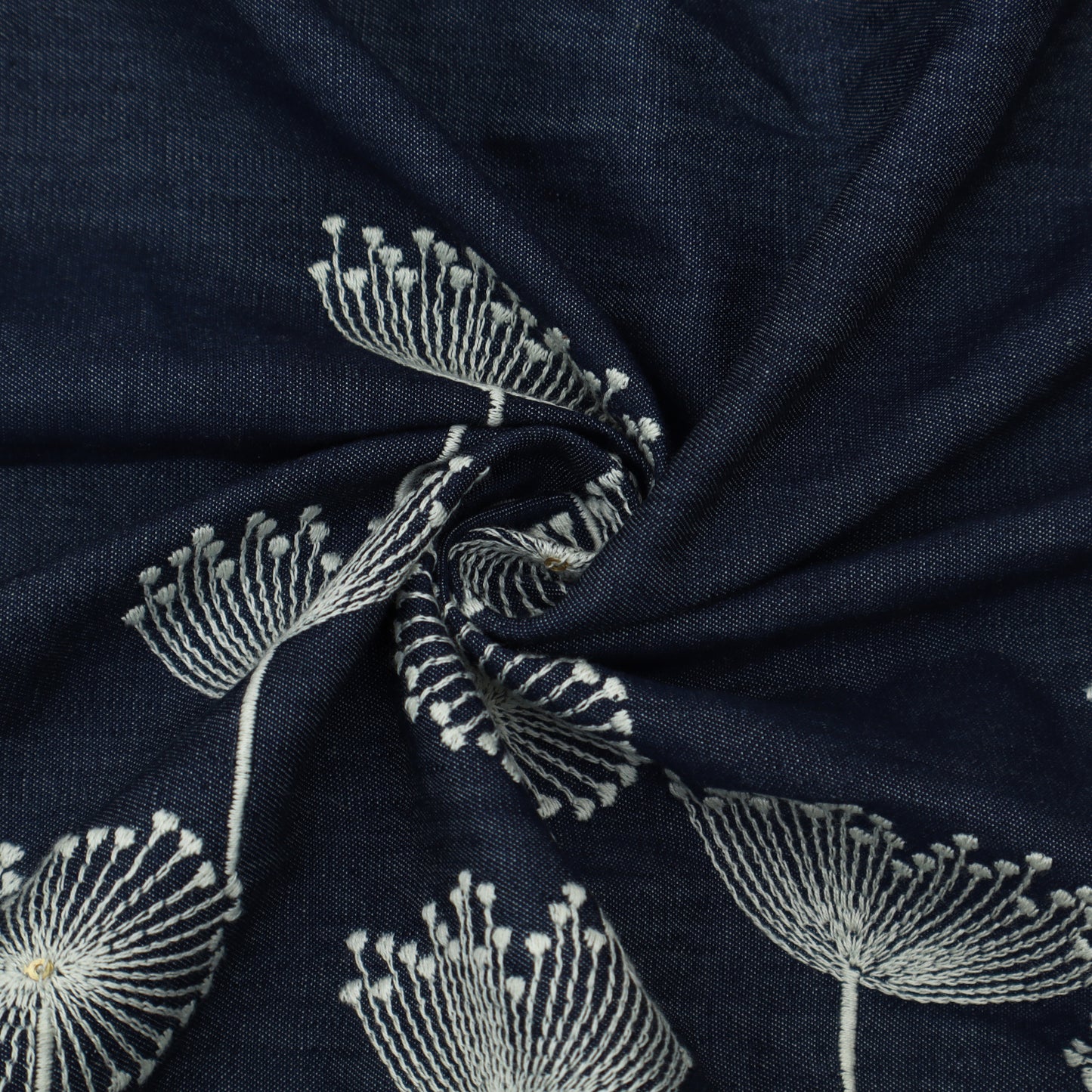 Blue Color Denim Embroidery Fabric