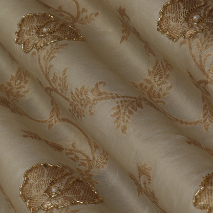 Beige Color Tissue Jaquard Fabric